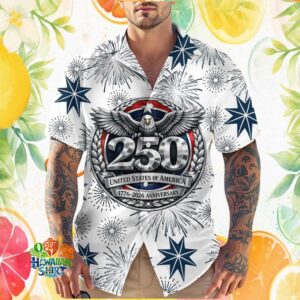 United States 250th Anniversary 1776 2026 Eagle Crest White Hawaiian Shirt